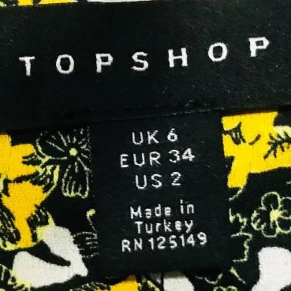 Topshop Size 2 Ditsy Tea V Neck Flutter Sleeve Asymmetrical Hem Dress NWT - Picture 2 of 4